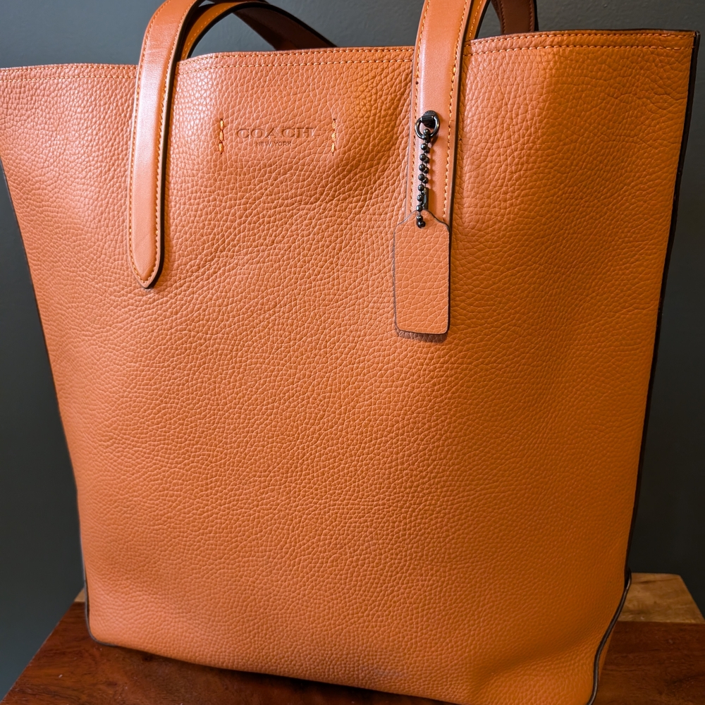 Coach Orange Leather Tote Bag